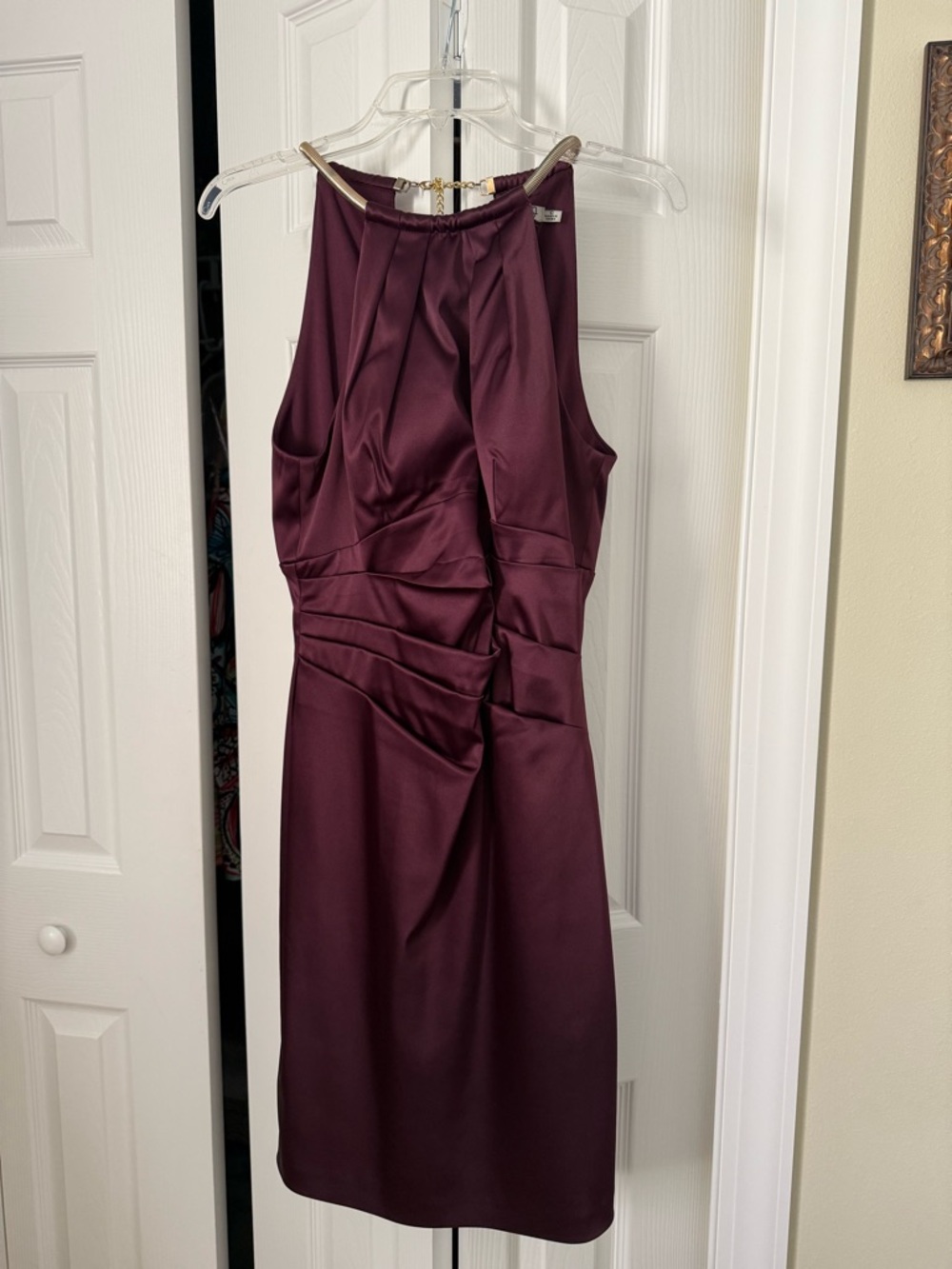 Eliza J Satin Midi Dress in Deep Plum size 10